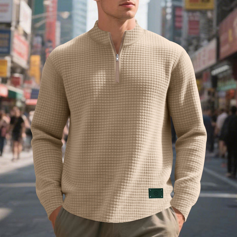 Herren Pullover mit Reißverschluss und strukturiertem Design Aliams