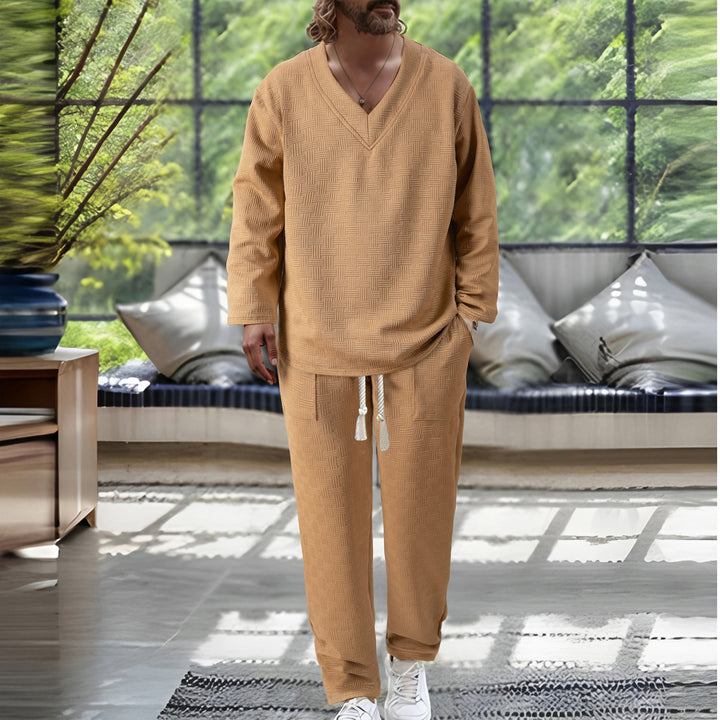 Herren gemütlicher Lounge-Anzug mit V-Ausschnitt Aliams