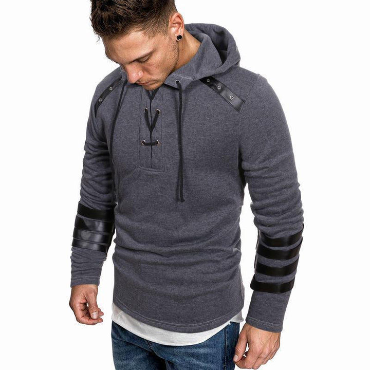 Herren Hoodie mit innovativem Leder-Detail Aliams