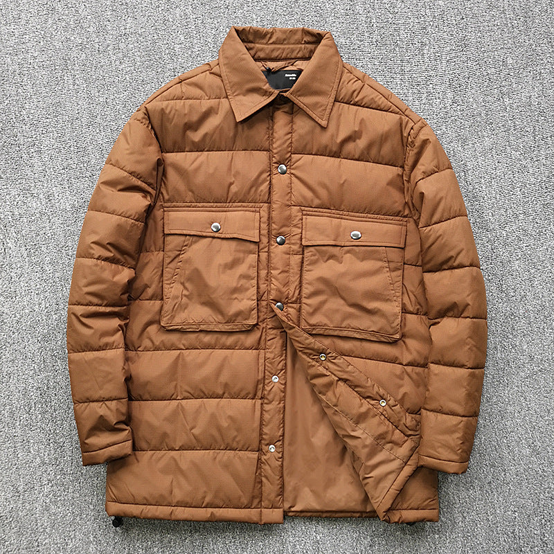 Herren gesteppte Overshirt-Jacke mit praktischen Klappentaschen und robustem Kragen Hedi-Mode