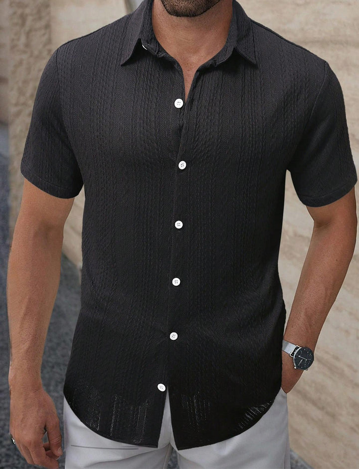 Herren Kurzarm-Hemd mit strukturiertem Muster Aliams