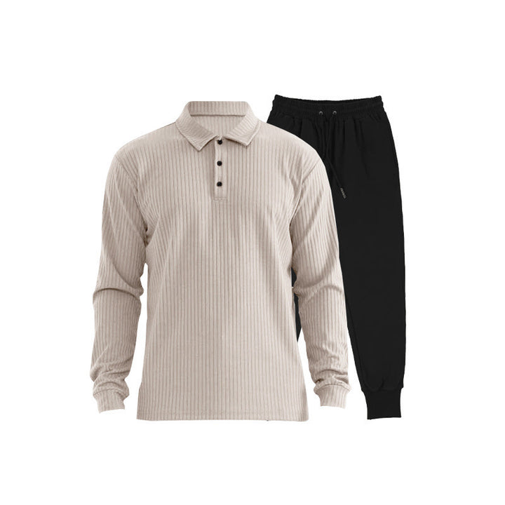 Herren Sportliches Langarm-Polo und Jogginghose Set Aliams