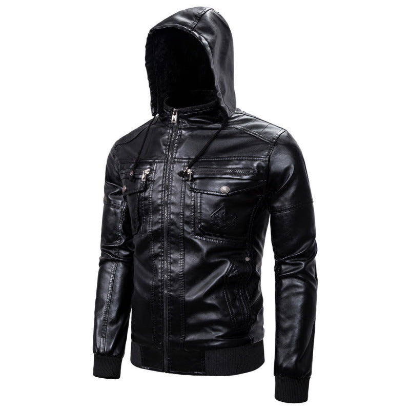 Herren Lederjacke mit abnehmbarem Innenfutter und praktischen Taschen Aliams
