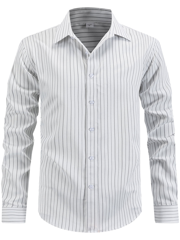 Herren elegantes gestreiftes Langarmhemd Aliams