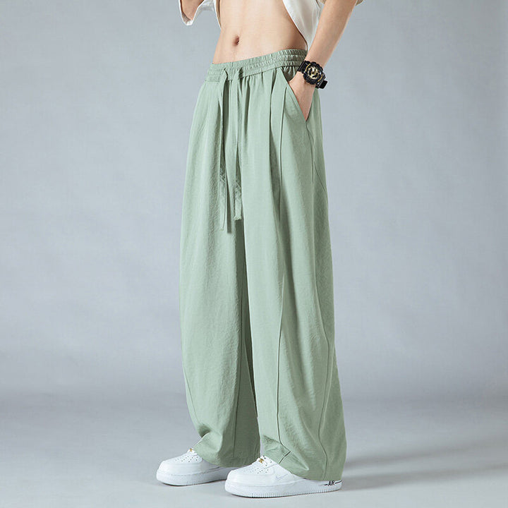 Herren Bequeme und lässige Stoffhose mit elastischem Bund und weit geschnittenem Schnitt Aliams