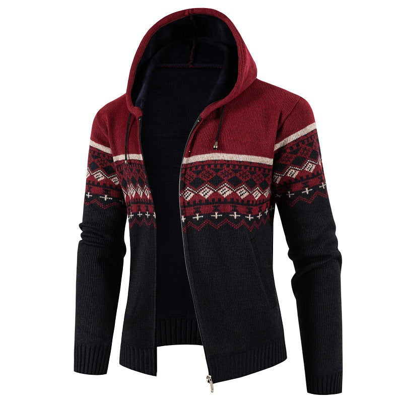 Herren Kapuzenpullover mit Norweger-Muster Aliams