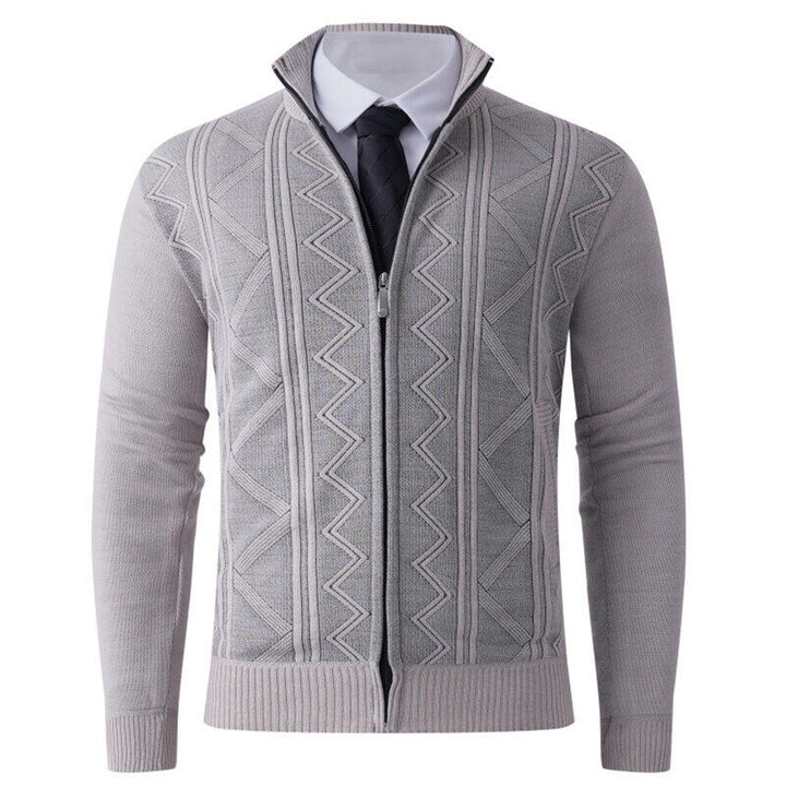 Herren Strickjacke mit modernem Zipper und strukturiertem Design Aliams