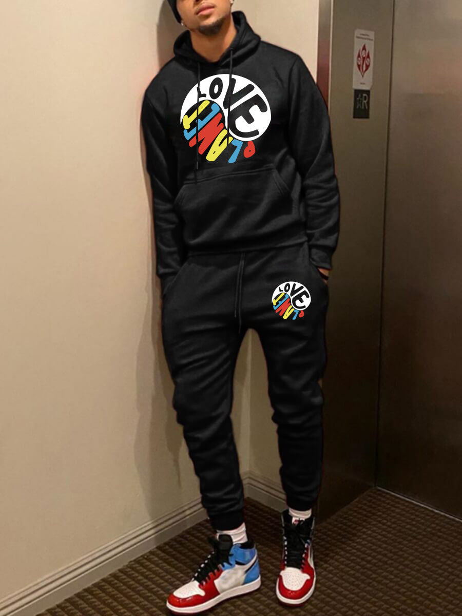 Herren Hoodie und Jogginghose Set mit kreativem Print Aliams