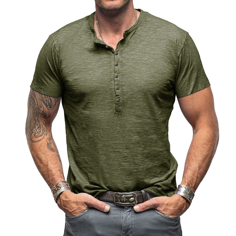 Herren Henley-T-Shirt mit modernem Schnitt und knöpfbarem Ausschnitt Aliams
