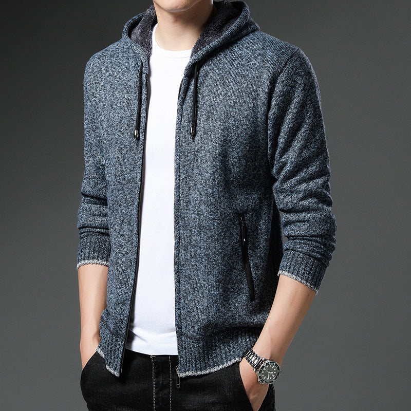 Herren bequeme Kapuzenjacke mit strukturiertem Innenfutter und Reißverschlusstaschen Aliams