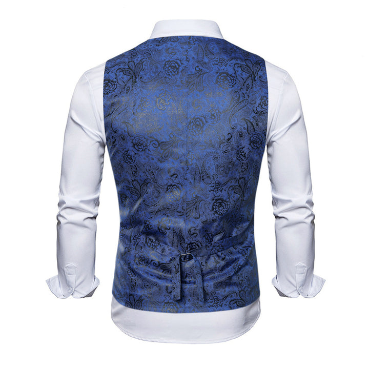 Herren elegante Weste mit floralem Design und Doppelreihe Aliams