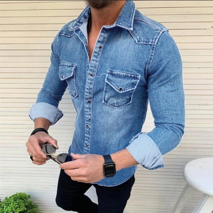Herren Denim Hemd mit modernem Schnitt und praktischen Brusttaschen Aliams