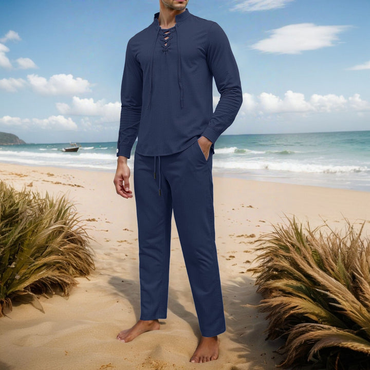 Herren Elegantes Freizeit-Set mit atmungsaktivem Oberteil und bequemen Hosen Aliams