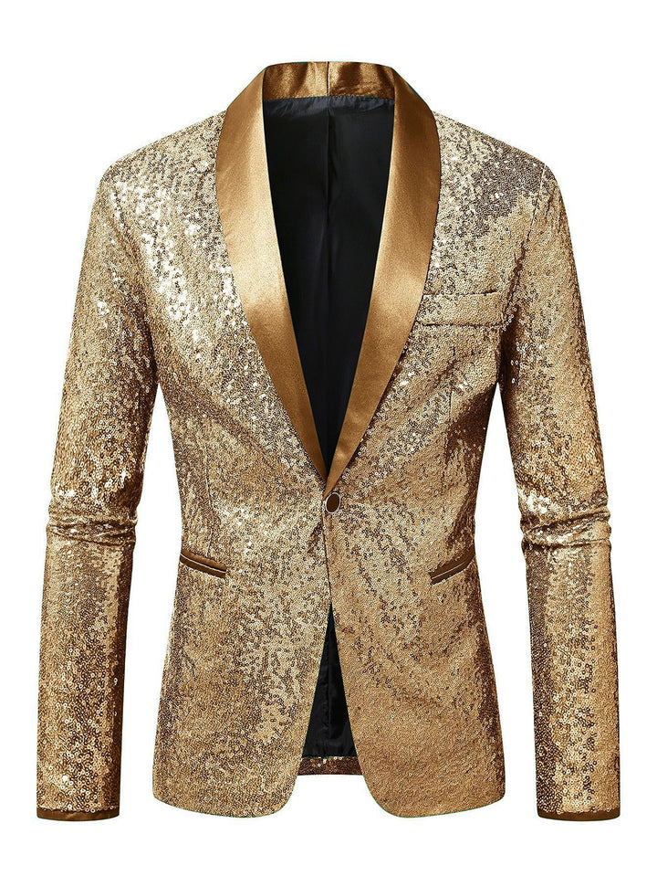 Herren Funkelnder Paillettenblazer mit modernem Schnitt Aliams