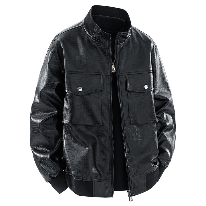 Herren Kunstlederjacke im modernen Design mit praktischen Pattentaschen Aliams