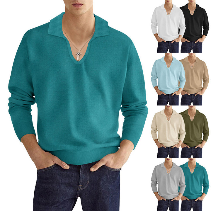 Herren Strickpullover mit modischem V-Ausschnitt und strukturiertem Design Aliams