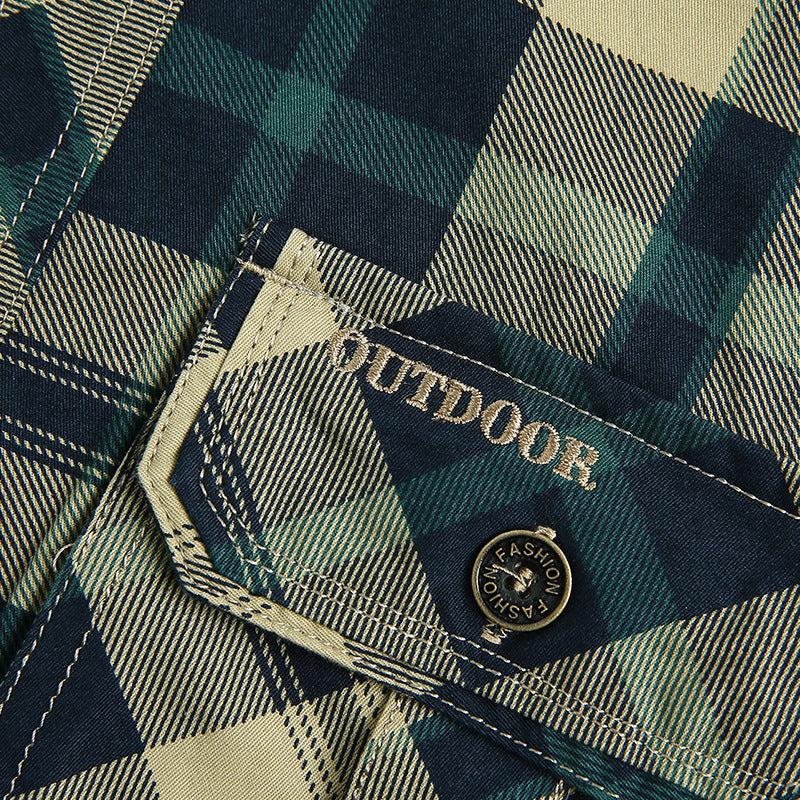 Herren kariertes Hemd mit praktischen Brusttaschen Aliams