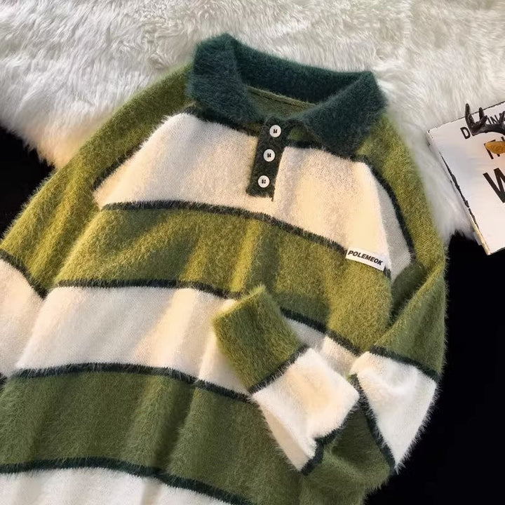 Damen kuscheliger Strickpullover mit klassischem Polokragen Aliams