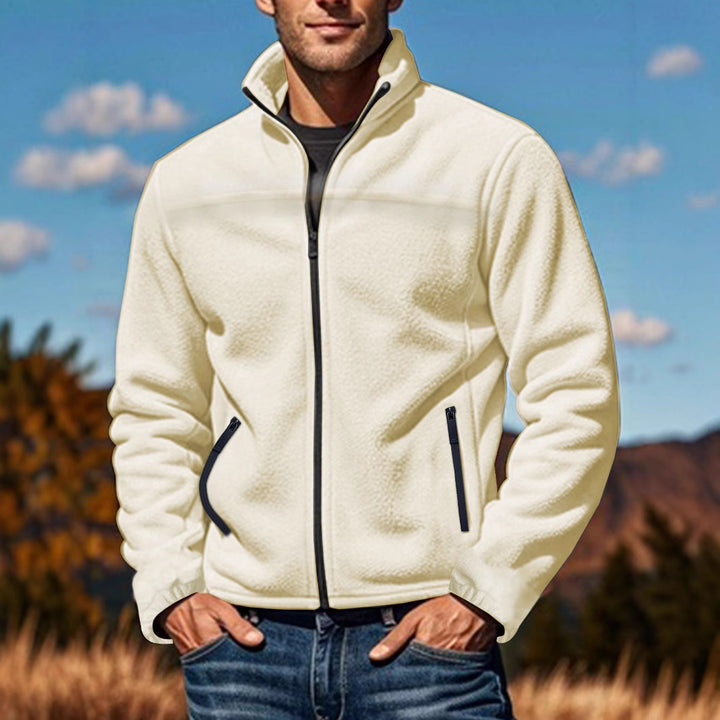 Herren Fleecejacke mit hohem Kragen und seitlichen Reißverschlusstaschen Aliams