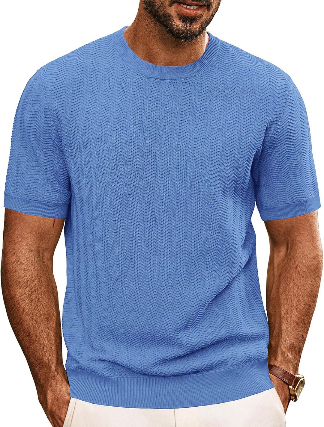 Herren strukturiertes Rundhals T-Shirt Aliams