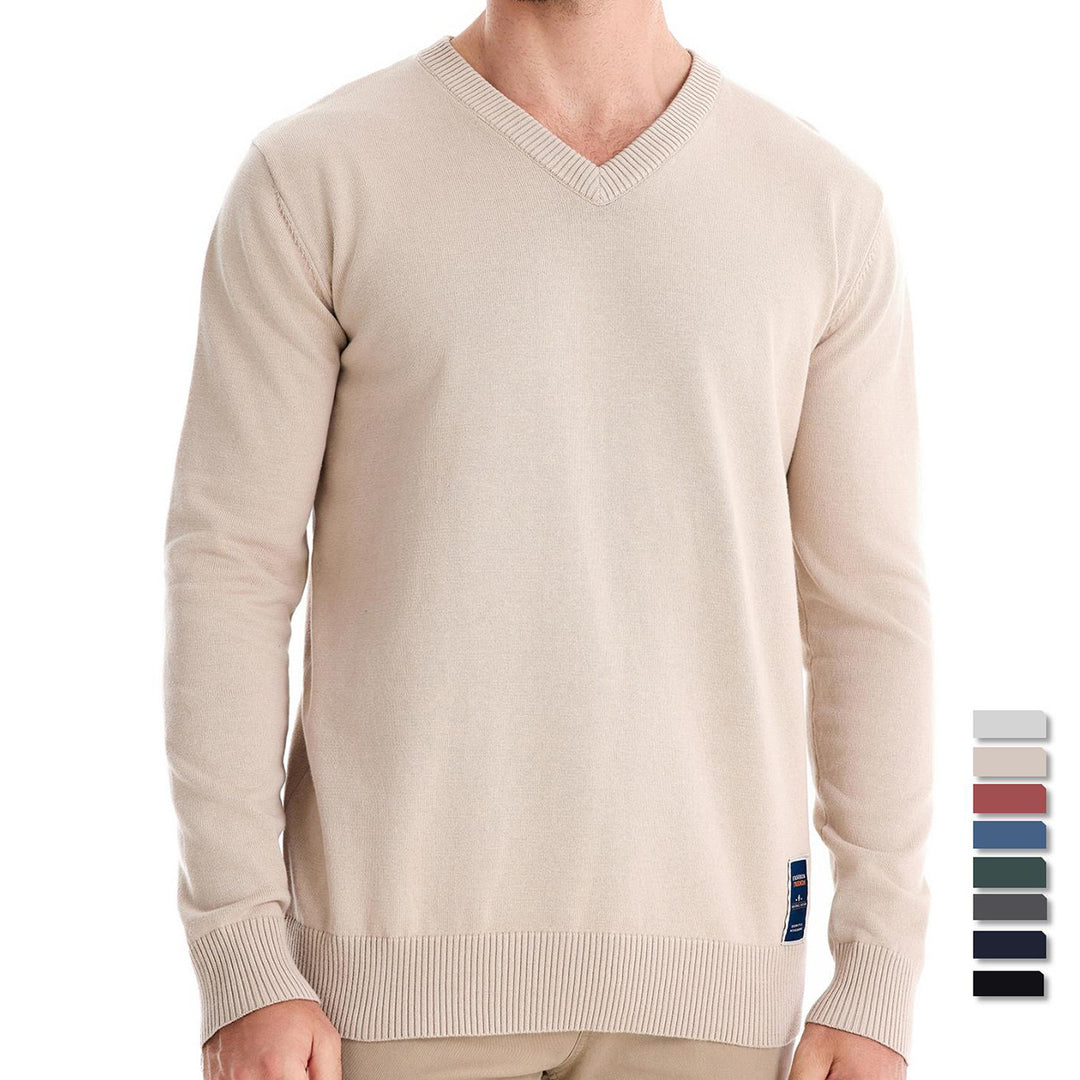 Herren Strickpullover mit V-Ausschnitt und feiner Textur Aliams