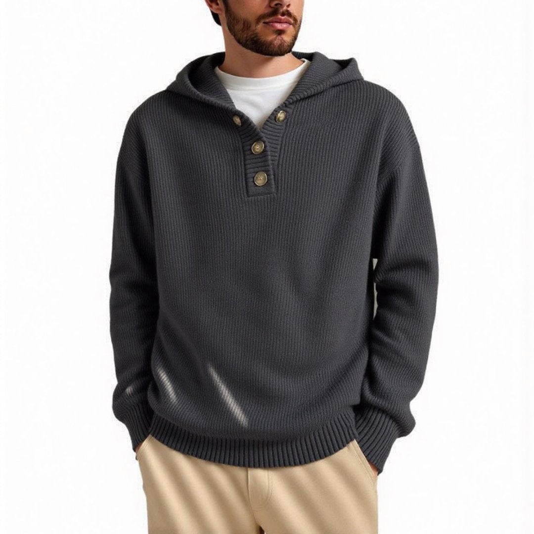 Herren Kapuzenpullover mit strukturiertem Zopfmuster Aliams