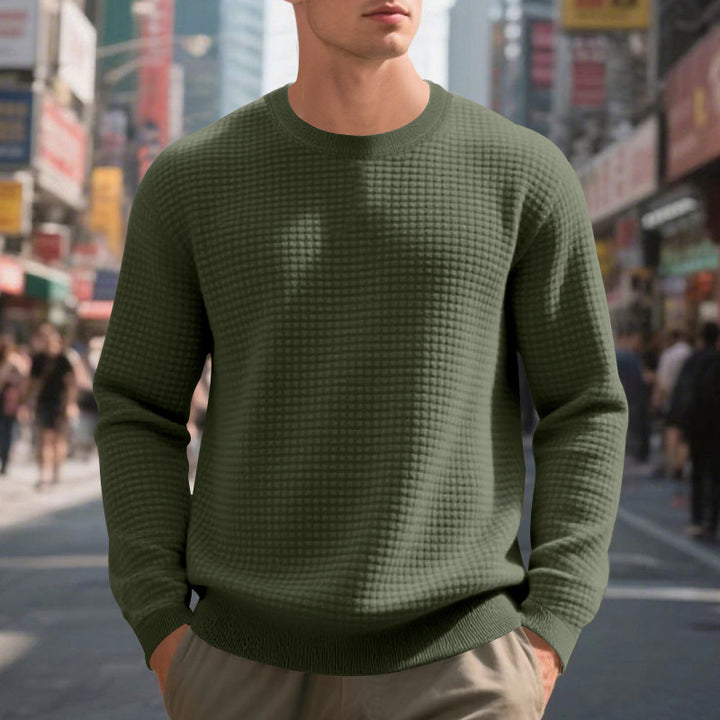 Herren warmer Pullover mit strukturiertem Gewebe und Rundhalsausschnitt Aliams