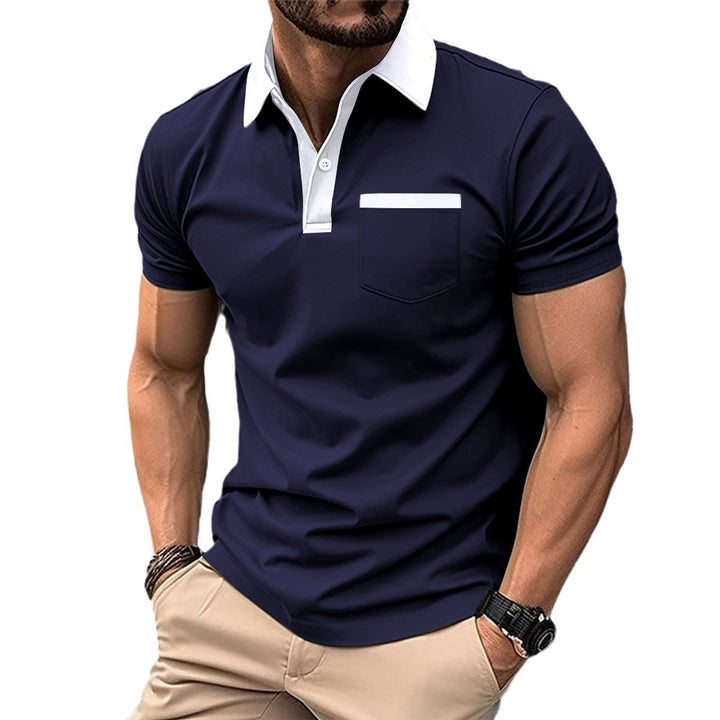 Herren Poloshirt mit modernem Kontrastkragen und praktischer Brusttasche Aliams