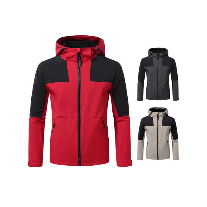 Herren Windbreaker Jacke mit verstellbarem Kapuzenkragen und seitlichen Taschen Aliams