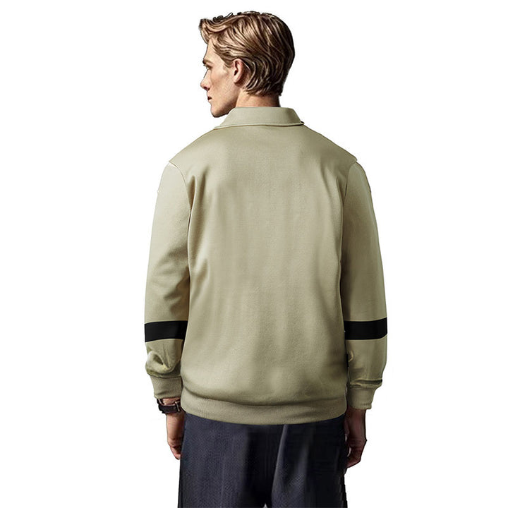 Herren sportlicher Langarm-Polo mit modernem Design und Kontrastärmel Aliams