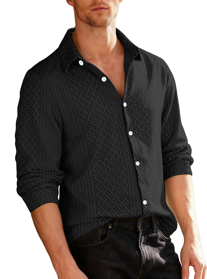 Herren strukturiertes Langarmhemd mit modernem Design Aliams