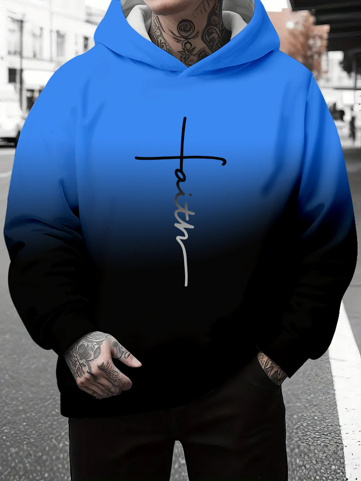 Herren Kapuzenpullover mit subtiler Farbverlauf-Optik und inspirierendem Schriftzug Aliams