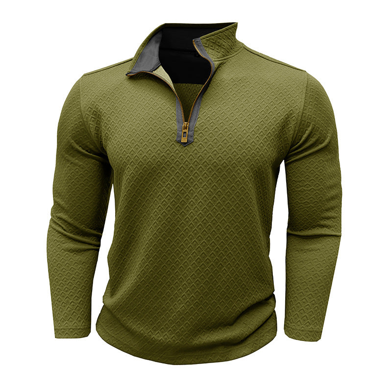 Herren Hochwertiger Langarm-Pullover mit Stehkragen Aliams