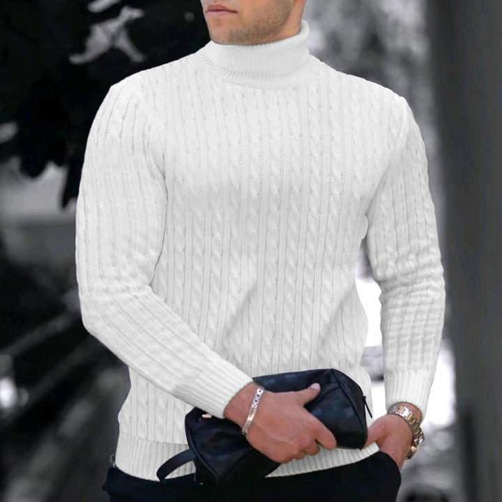 Herren Eleganter Strickpullover mit Stehkragen und feinem Zopfmuster Aliams