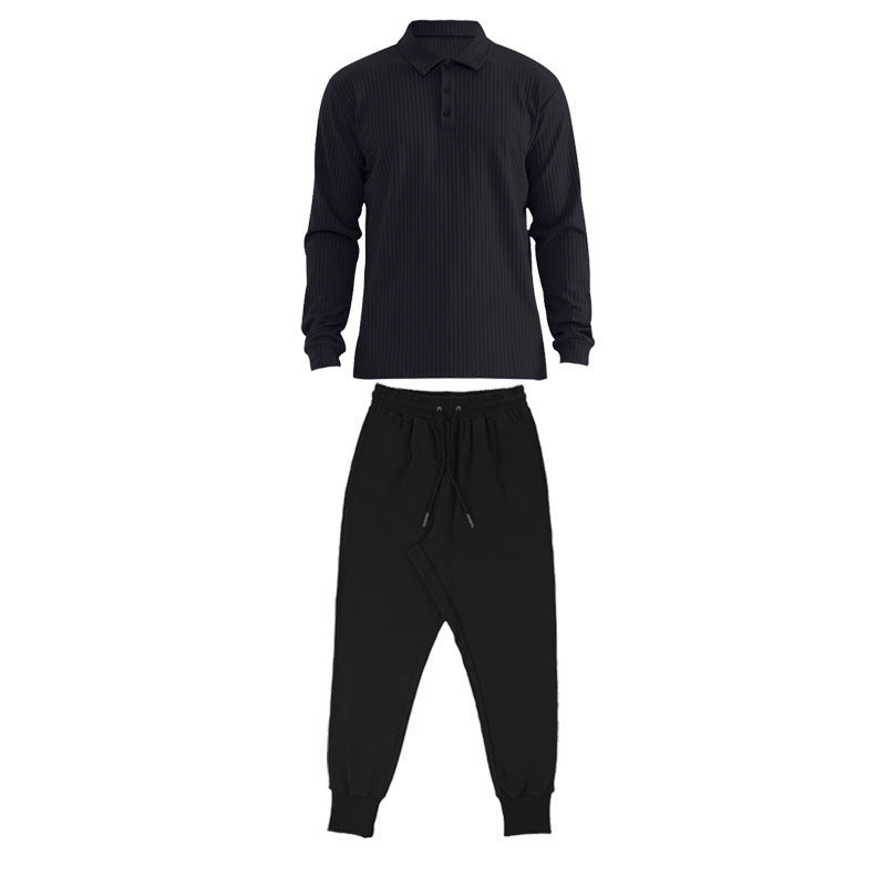 Herren Sportliches Langarm-Polo und Jogginghose Set Aliams