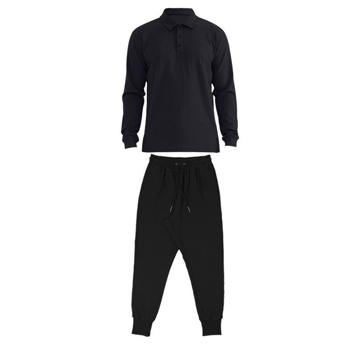 Herren Sportliches Langarm-Polo und Jogginghose Set Aliams