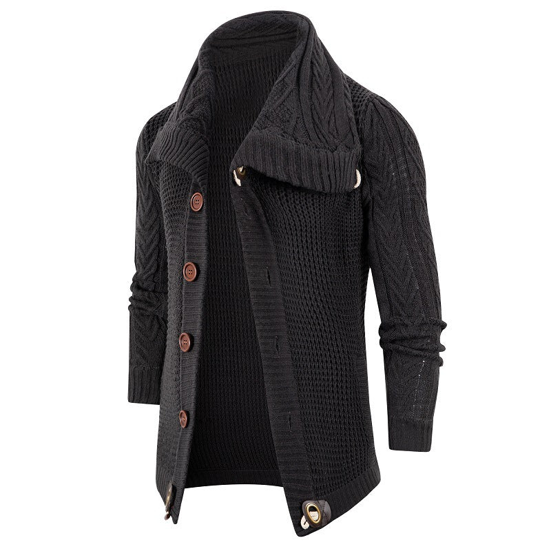 Herren Grobstrick Strickjacke mit umschlagbarem Halsausschnitt Aliams