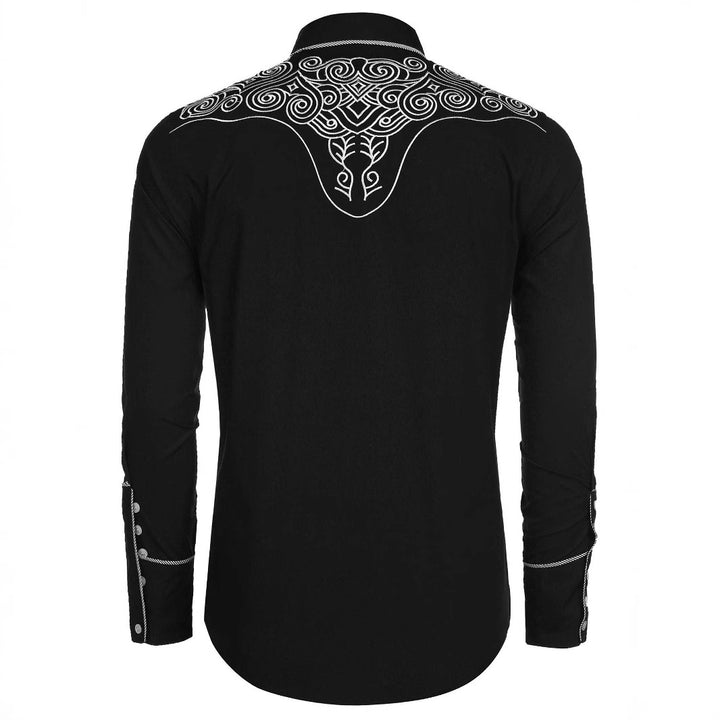 Herren Kunstvoll besticktes Langarmhemd Aliams