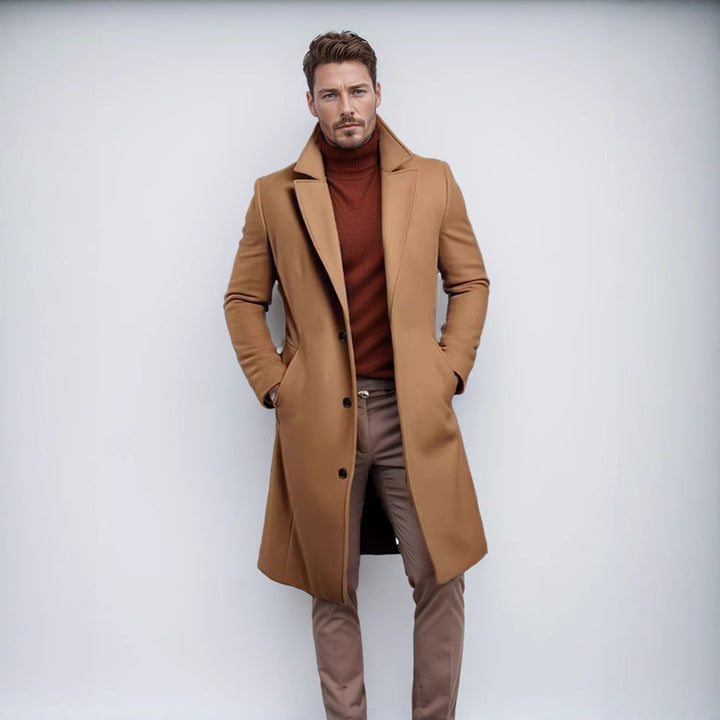 Herren eleganter Wollmantel mit klassischem Revers und praktischen Taschen Aliams