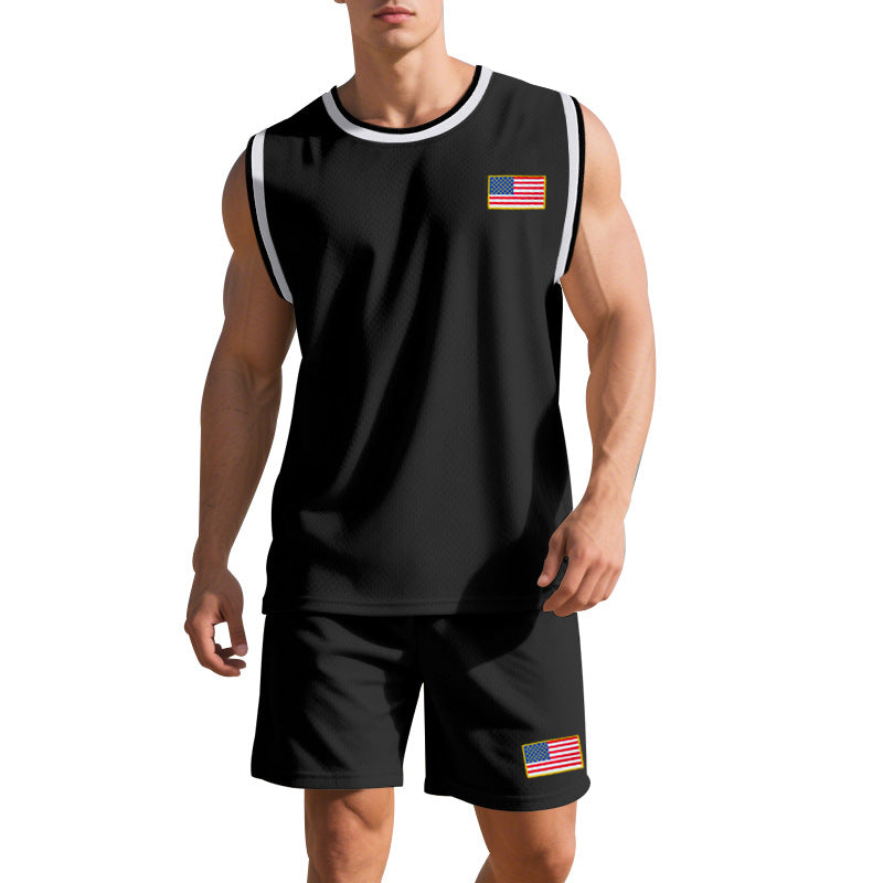 Herren Sportliches Trainingsset mit atmungsaktivem Mesh-Gewebe und modernen Flaggen-Details Aliams