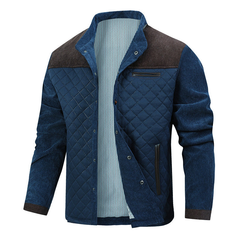 Herren gesteppte Freizeitjacke mit modischem Stehkragen und praktischen Taschen Aliams