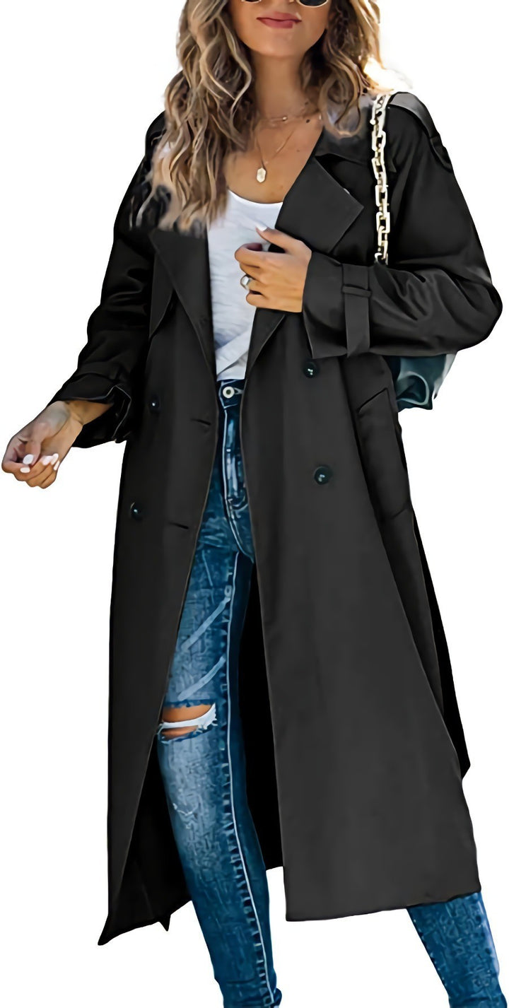 Damen Eleganter Trenchcoat im Oversize-Stil mit Taillengürtel Aliams