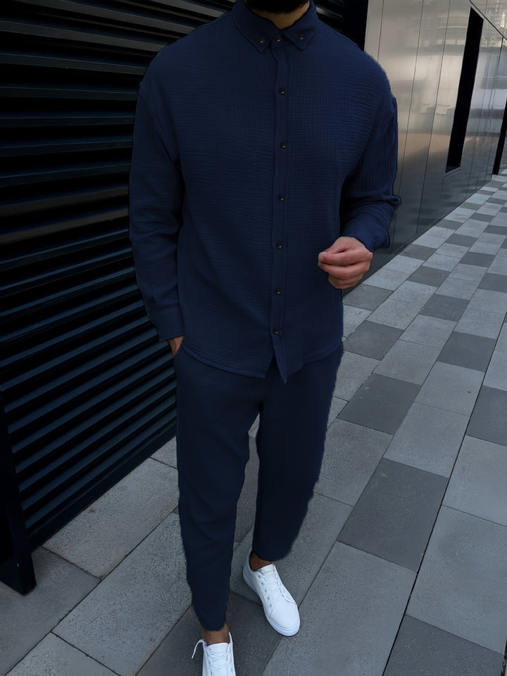 Herren elegantes langärmliges Hemd mit strukturiertem Design Aliams