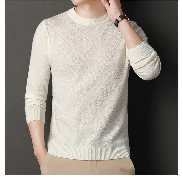 Herren edler Rundhalspullover mit strukturiertem Design Aliams