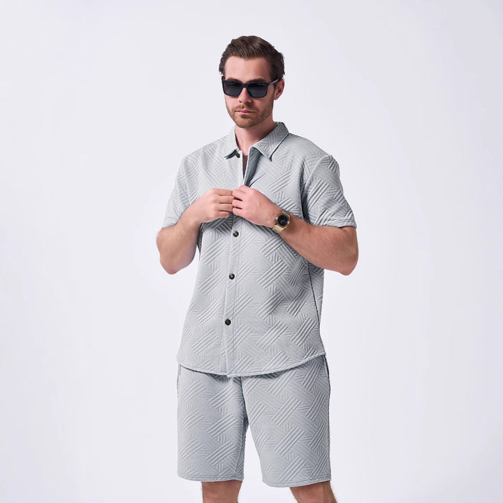 Herren stilvolles Kurzarm-Hemd mit passender Shorts Aliams