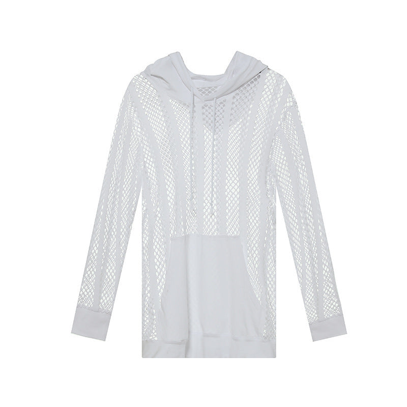 Herren atmungsaktiver Mesh-Hoodie mit Kapuze Aliams