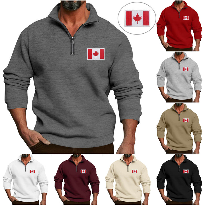 Herren Fleece-Pullover mit Halbreißverschluss und Kanada-Flagge Aliams