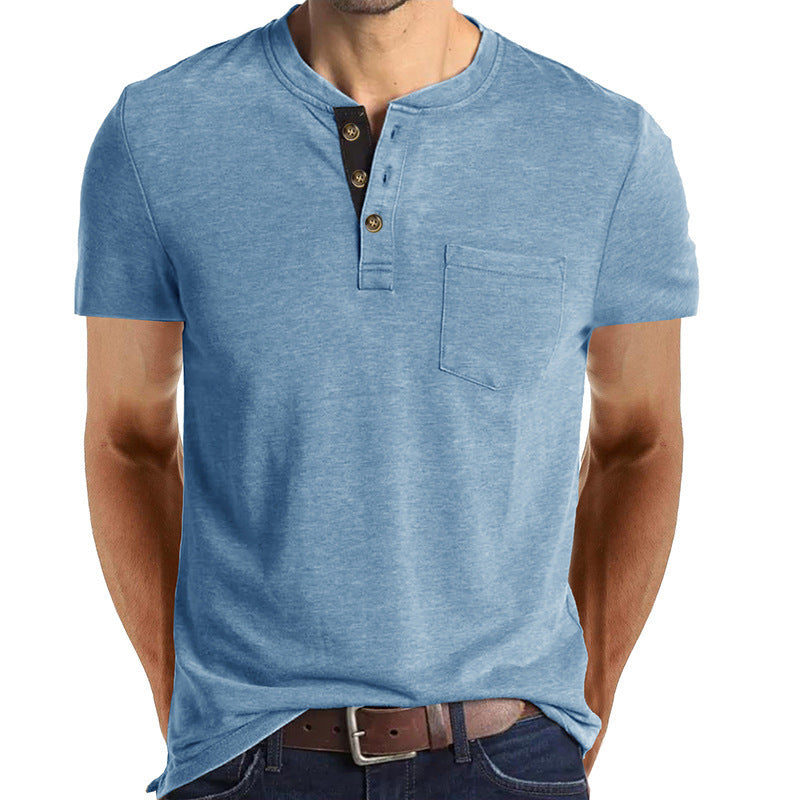 Herren T-Shirt mit strukturiertem Kragen und Brusttasche Aliams