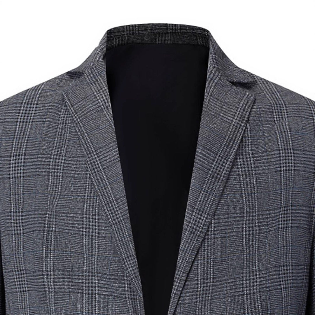Herren eleganter Blazer mit modernem Karomuster und praktischen Taschen Aliams
