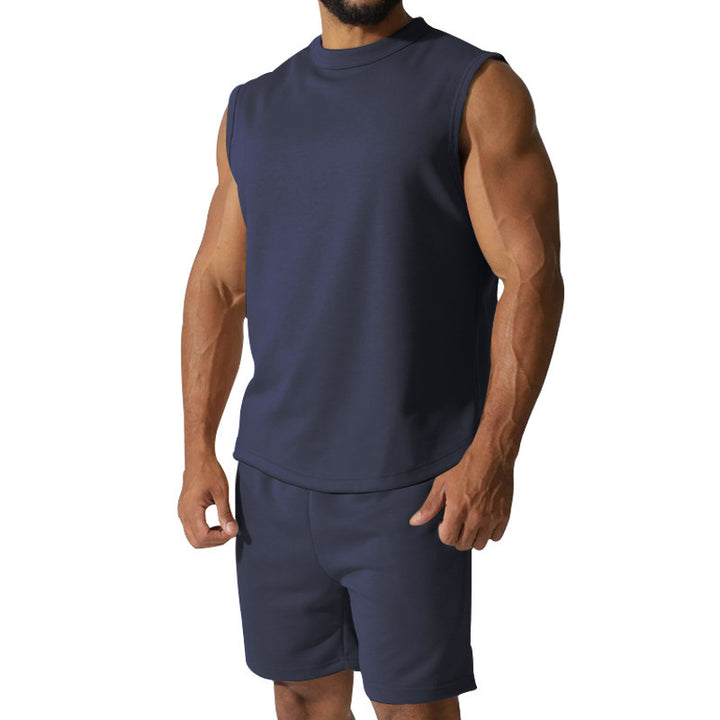 Herren Sportliches ärmelloses Trainingsset mit bequemen Shorts und atmungsaktivem Material Aliams
